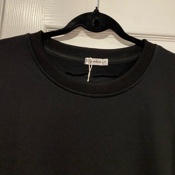 NWT Ugerlov Size S Black Oversized Pleated Skirt Long Sleeve Crew Mini Dress - Picture 4 of 13